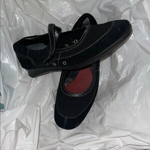 Aerosoles Black Suede Leather Wedge Slip-On Women Mary Jane 10 M
